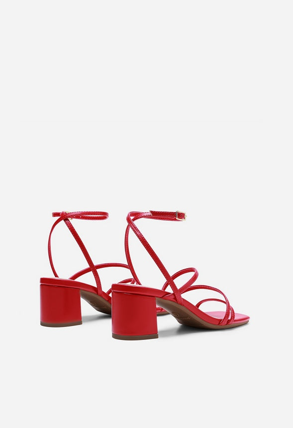 Low Heel Strap Open Toe Sandal Red