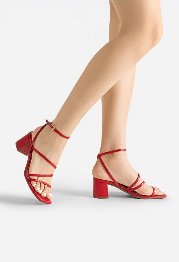 Low Heel Strap Open Toe Sandal Red