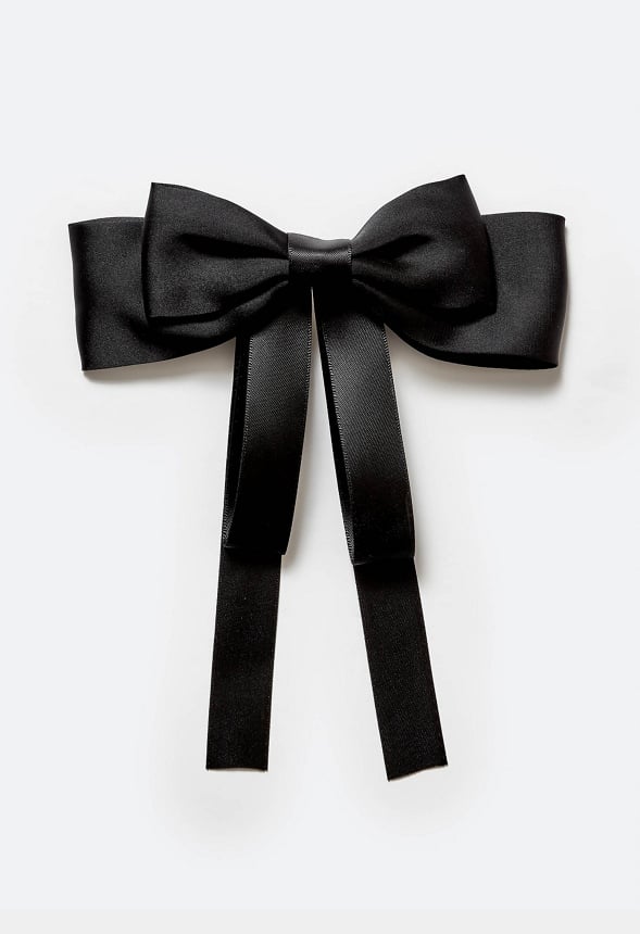 Lynn Double Satin And Ribbon Bow Barrette Black/ Gold