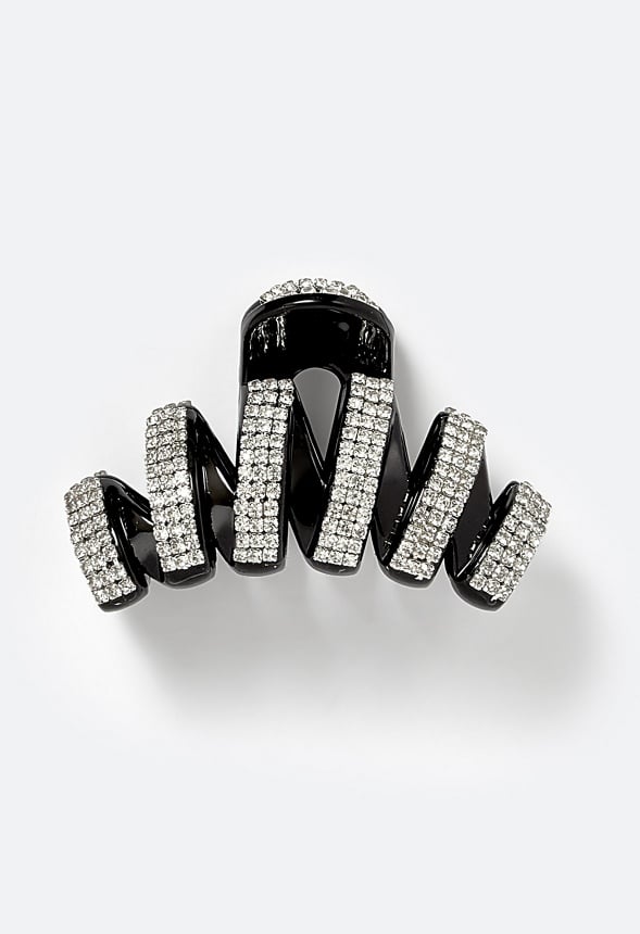 Anais Rhinestone Cupchain Hair Claw Silver/ Black