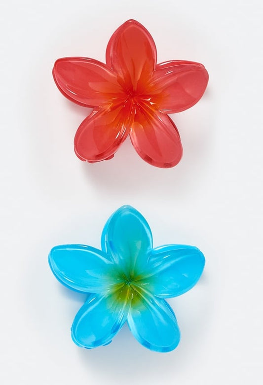 2-Pack Giada Ibiscus Hair Claws Coral/ Turquoise Mix