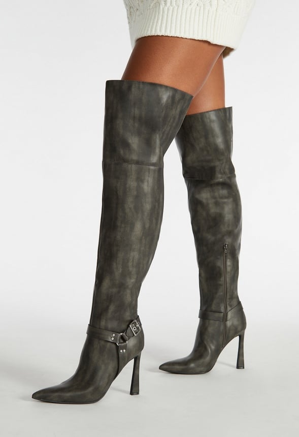 Devynn Tall Stiletto Boot Distressed Black