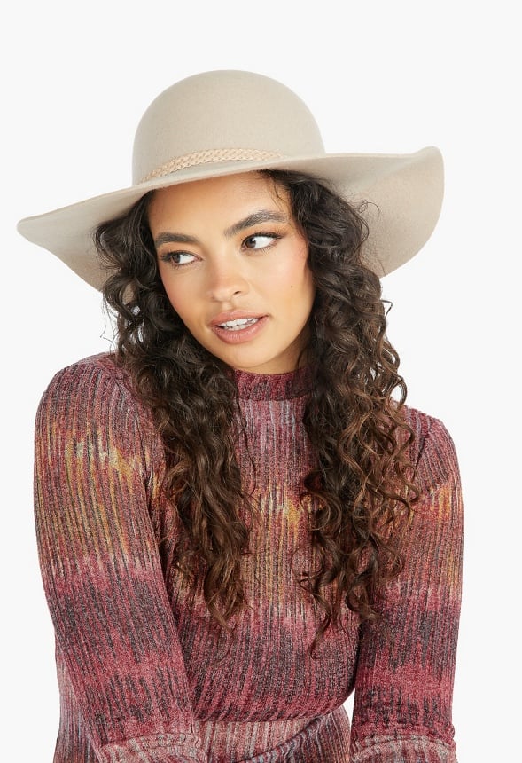 Floppy Hat With Braided Trim Taupe