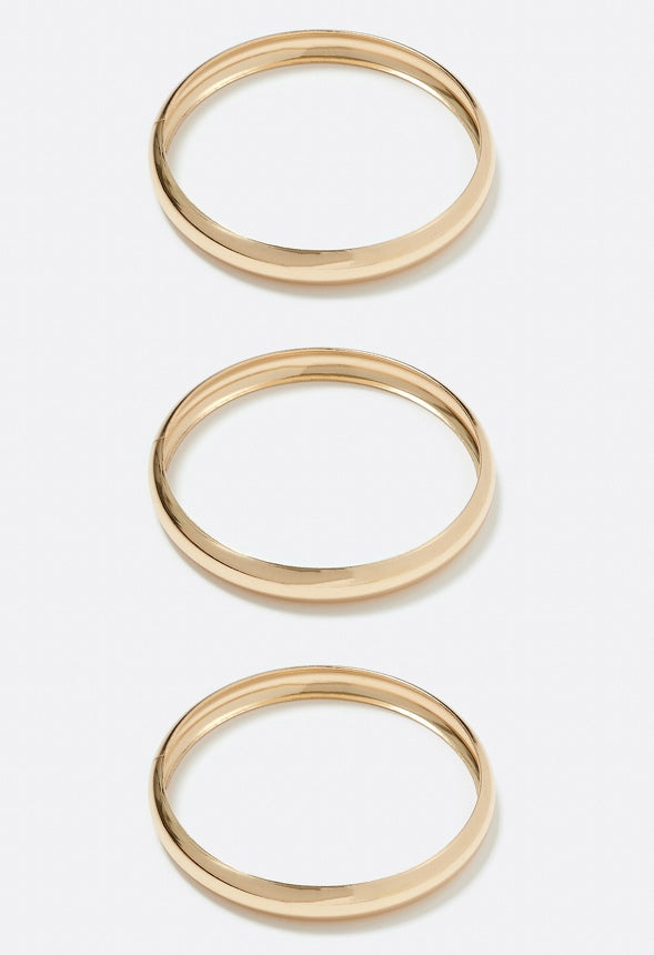 Zayla Smooth Metal Bangle Pack Gold