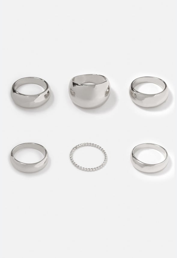 Phoebe Mixed Band Ring Stack Silver
