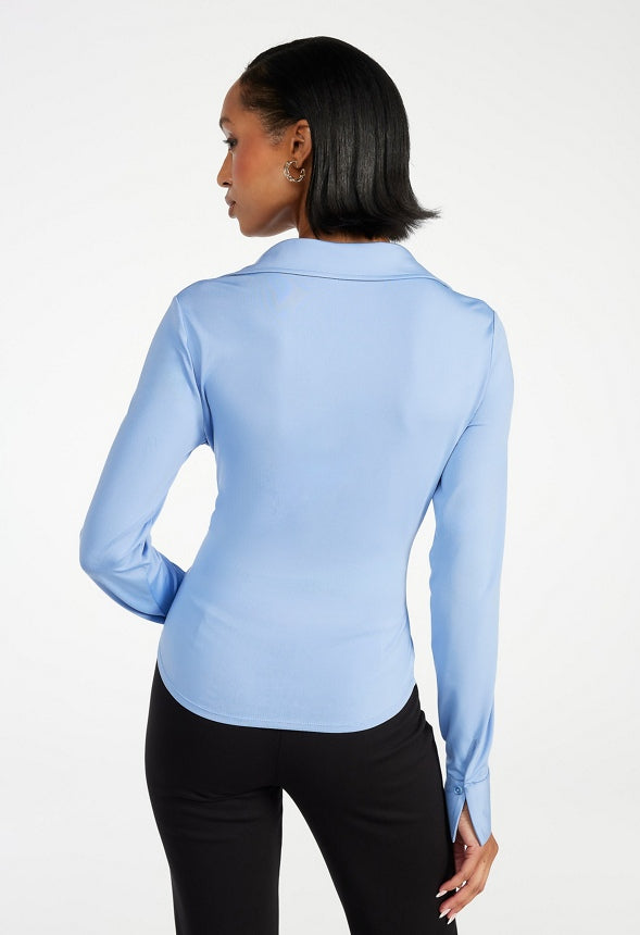 Ruched Front Long Sleeve Shirt Serenity