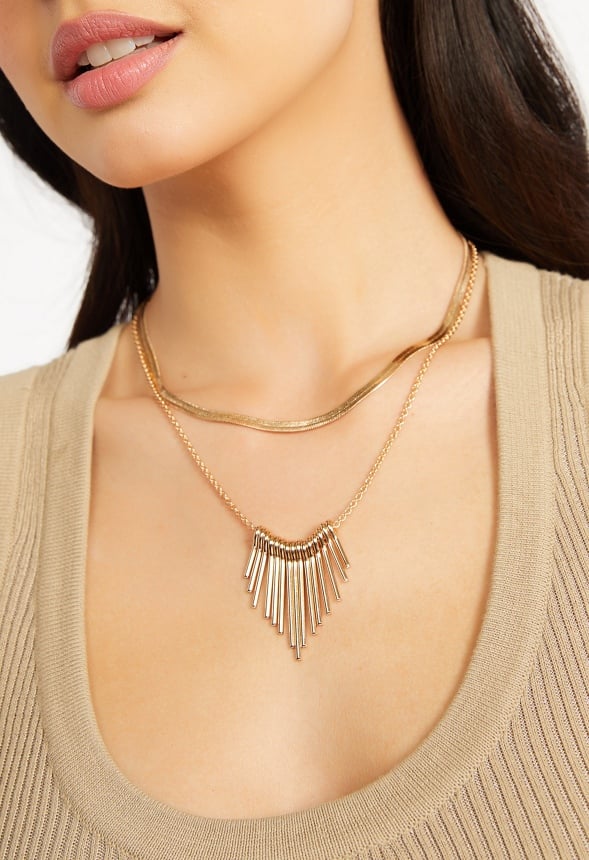 2-Rows Stella Boho Necklace Gold