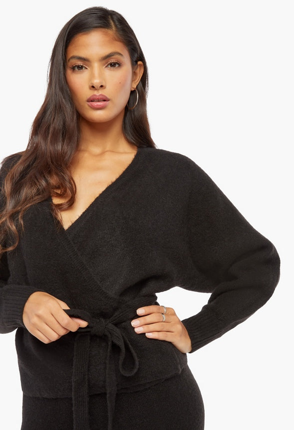 Kimono Wrap Sweater Black