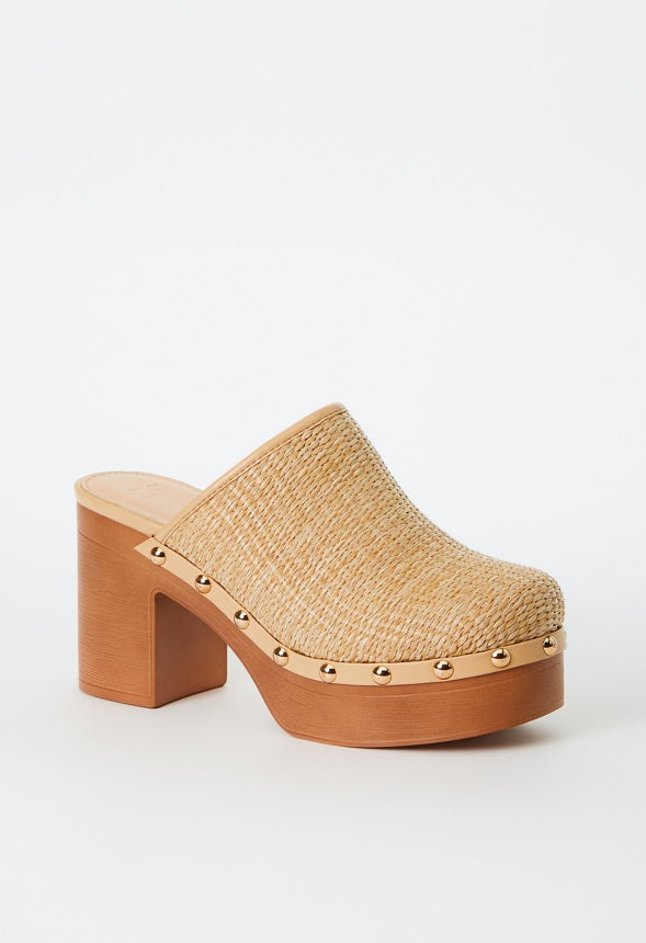 Penelope Block Heeled Mule Natural