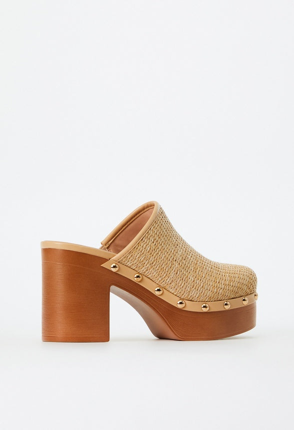 Penelope Block Heeled Mule Natural