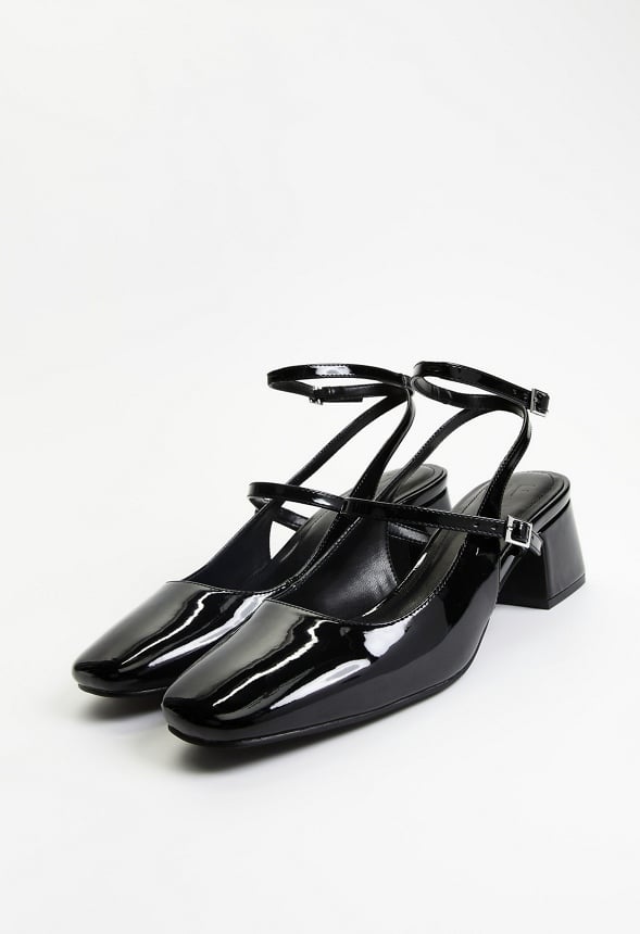Quinnie Block Heeled Court Black