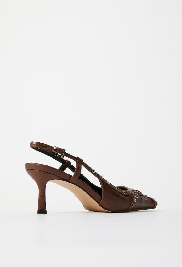 Ashlin Slingback Pump Leather Brown Distressed