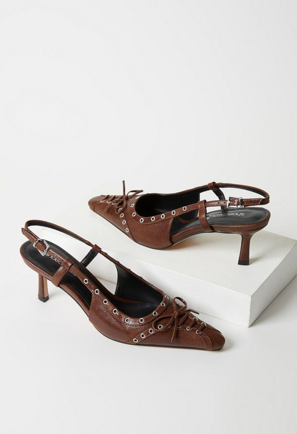 Ashlin Slingback Pump Leather Brown Distressed