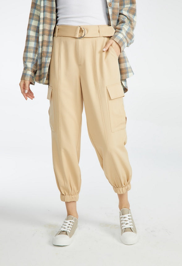 Belted Cargo Trousers Semolina Beige