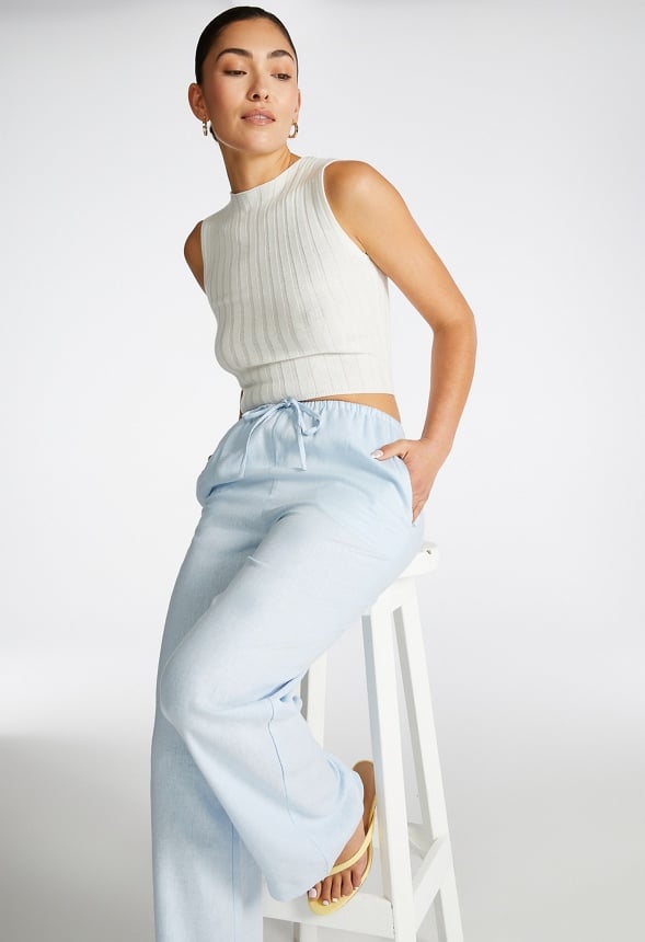 Linen Wide Leg Trousers Skyway