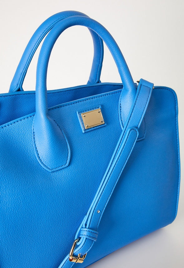 Satchel With Metal Plate Marina Blue