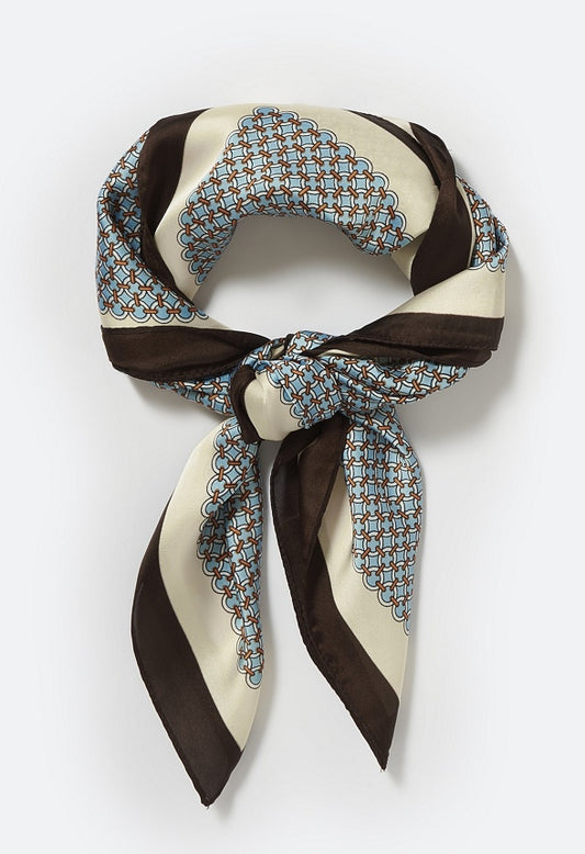 Riley Geometric Print Silklike Square Scarf Blue
