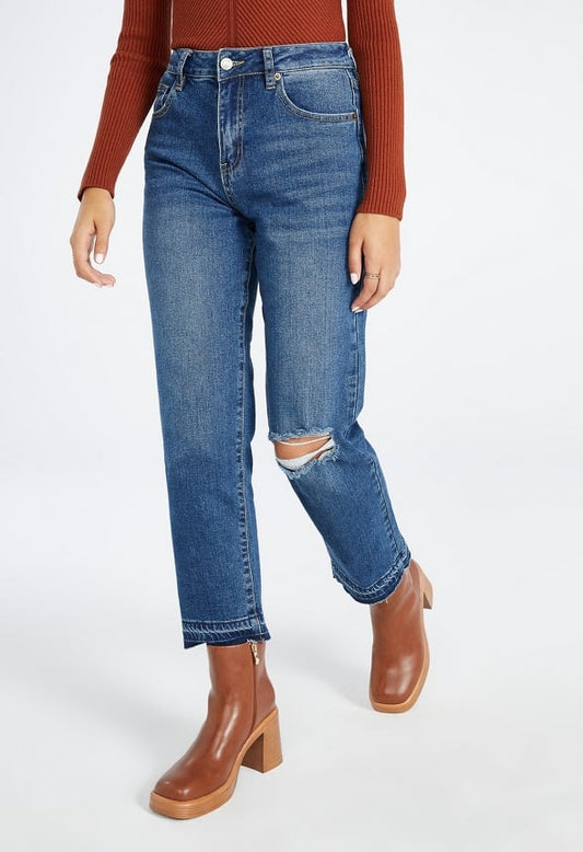 Tristan Mid Rise Ankle Straight Jeans Sphere