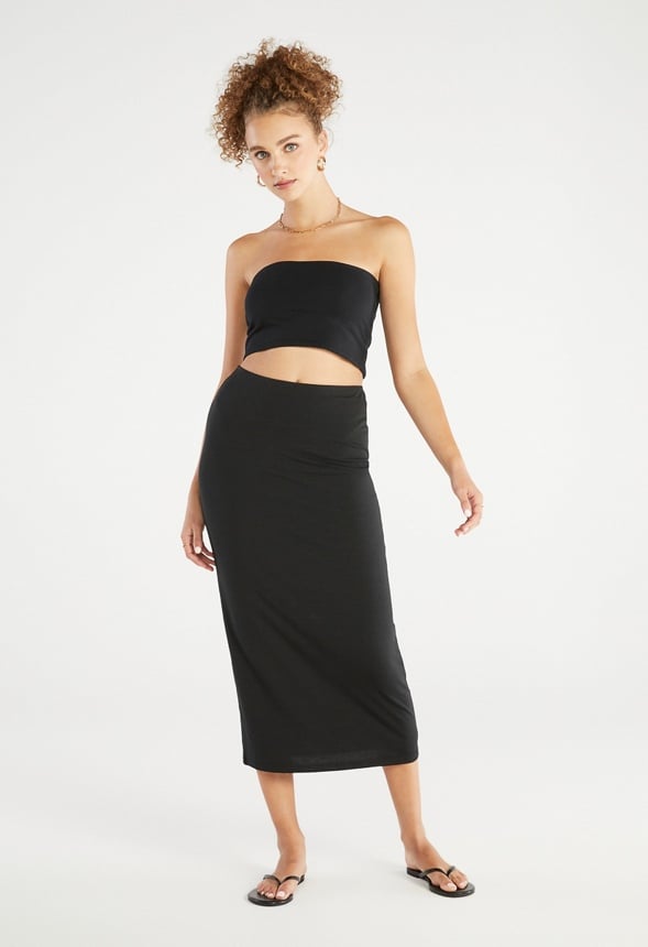 Tummy Tamer Tube Long Skirt Black Caviar