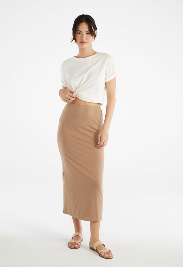 Tummy Tamer Tube Long Skirt Taupe
