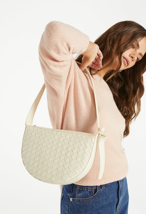 Half Moon Woven Bag Birch White