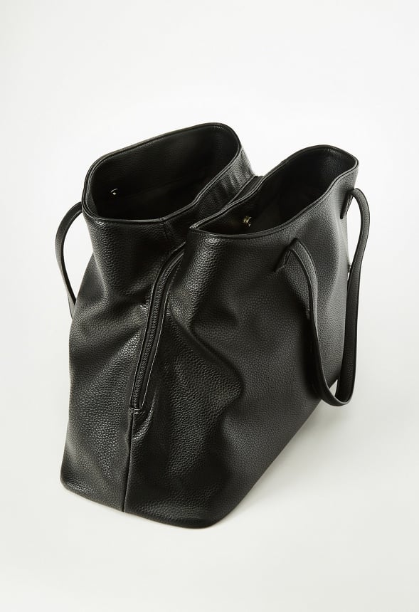 Triple Compartment Satchel Black