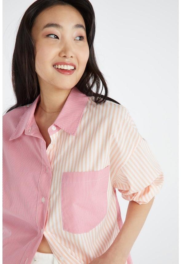 Boyfriend Button Down Shirt Chateau Rose/ Peach Nectar