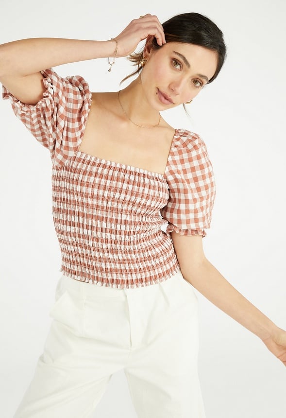 Gingham Smocking Top Potter's Clay Gingham Multi