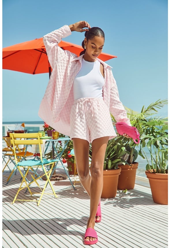 Textured Men Shirt Pink